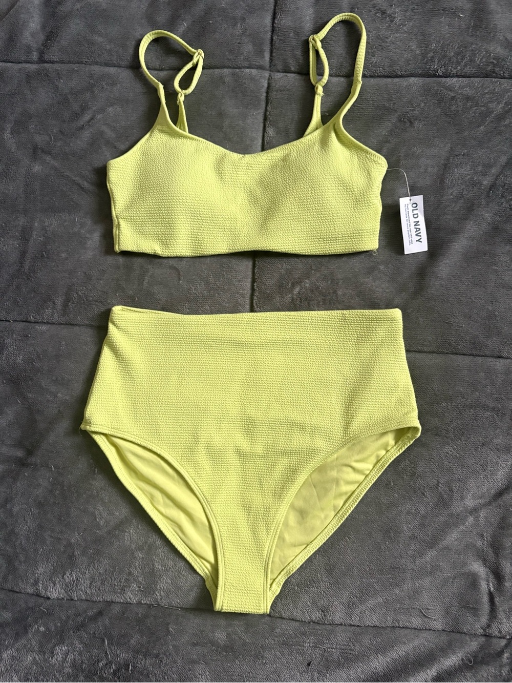 Old Navy Lime Textured High-Waist Bikini Set